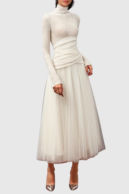 Hapeia High Neck Ruched Maxi Dress