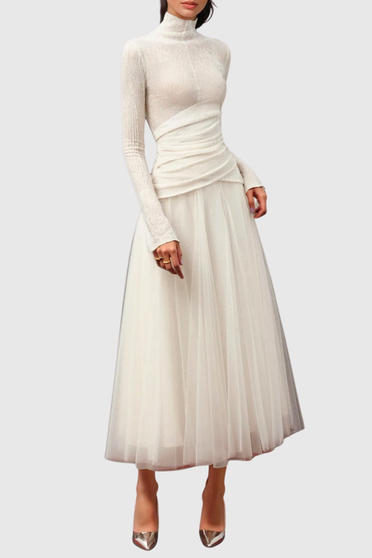 Hapeia High Neck Ruched Maxi Dress
