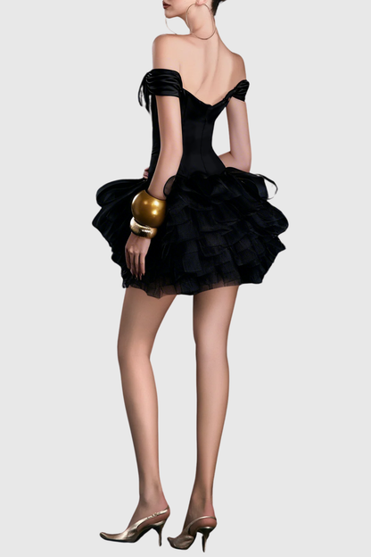 Harlem Off Shoulder Mini Dress - All Black