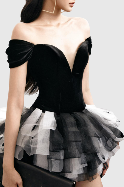 Harlem Off Shoulder Mini Dress - Black