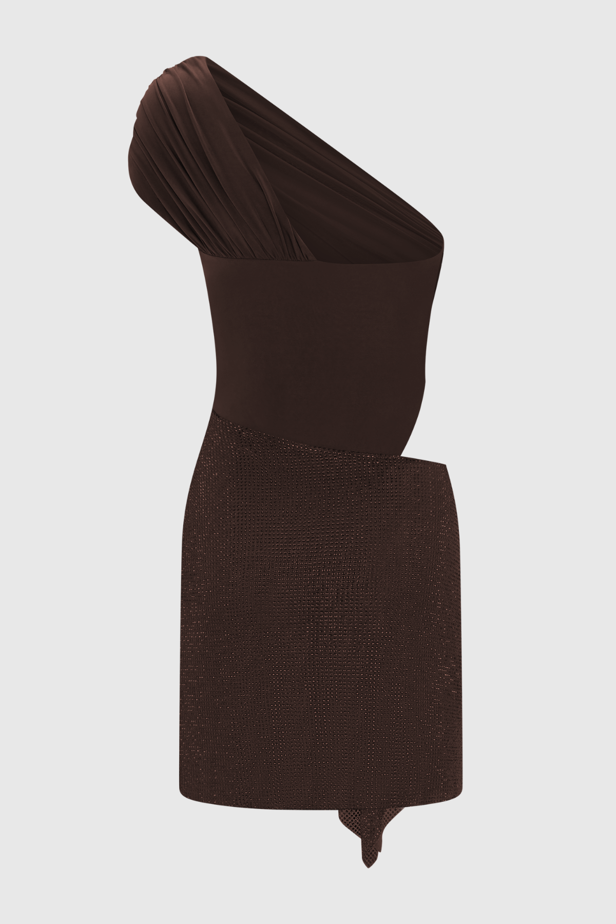 Harlora One Shoulder Crystal Cutout Mini Dress