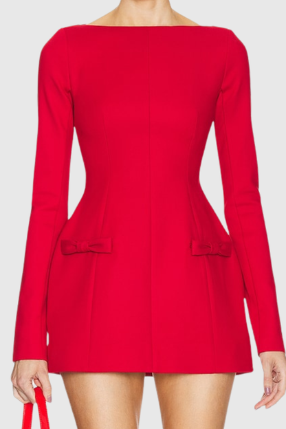 Harriet Bow Embellished Mini Dress - Red