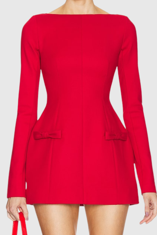 Harriet Bow Embellished Mini Dress - Red