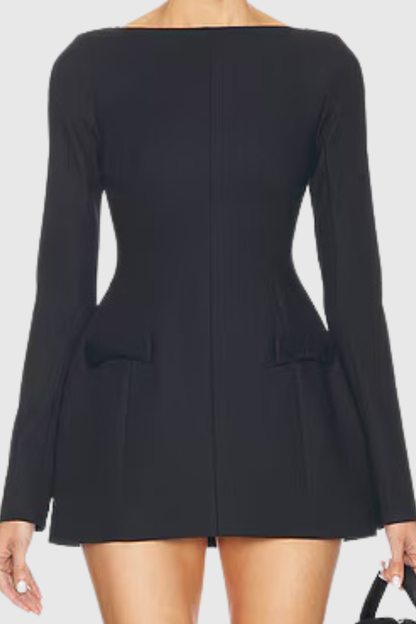 Harriet Bow Embellished Mini Dress - Black