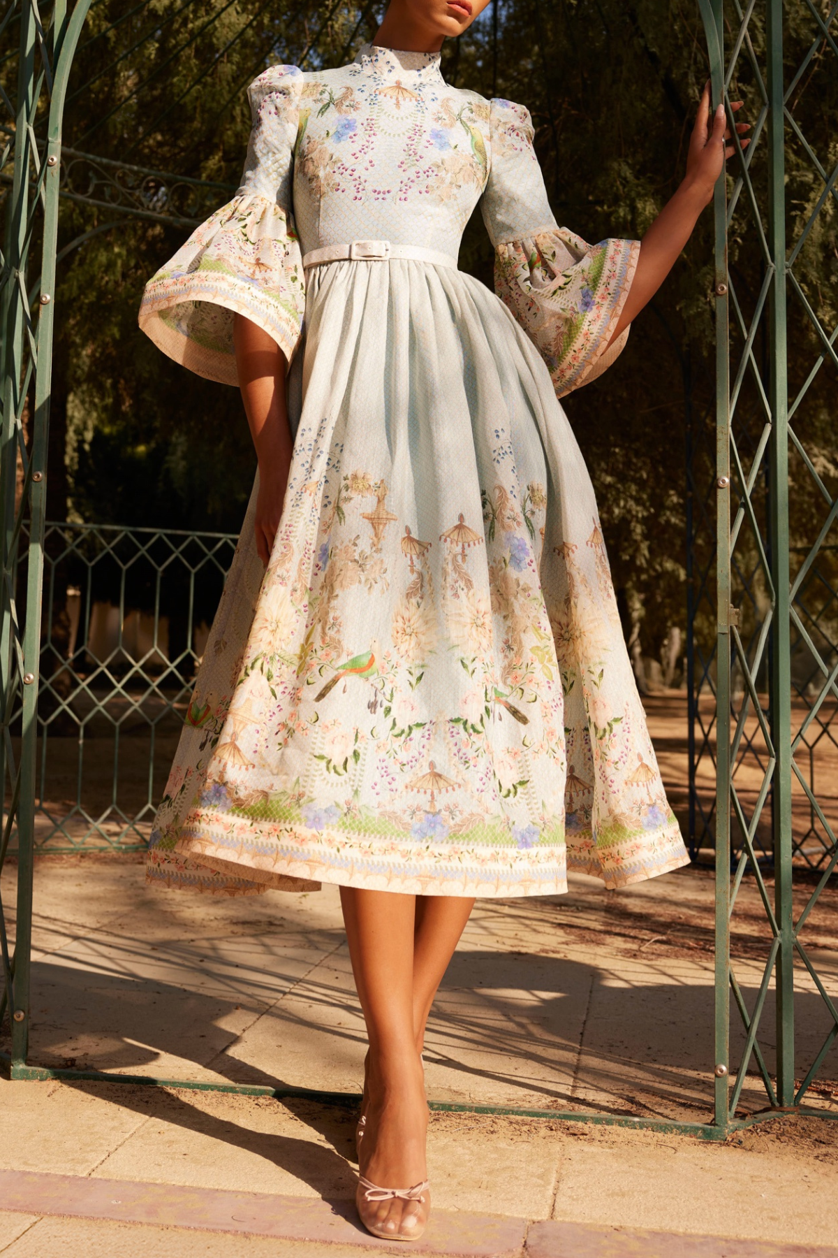 Hartina Floral Belted Midi Dress