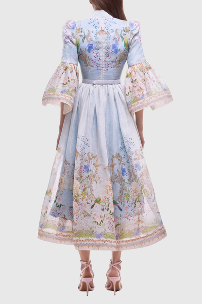 Hartina Floral Belted Midi Dress