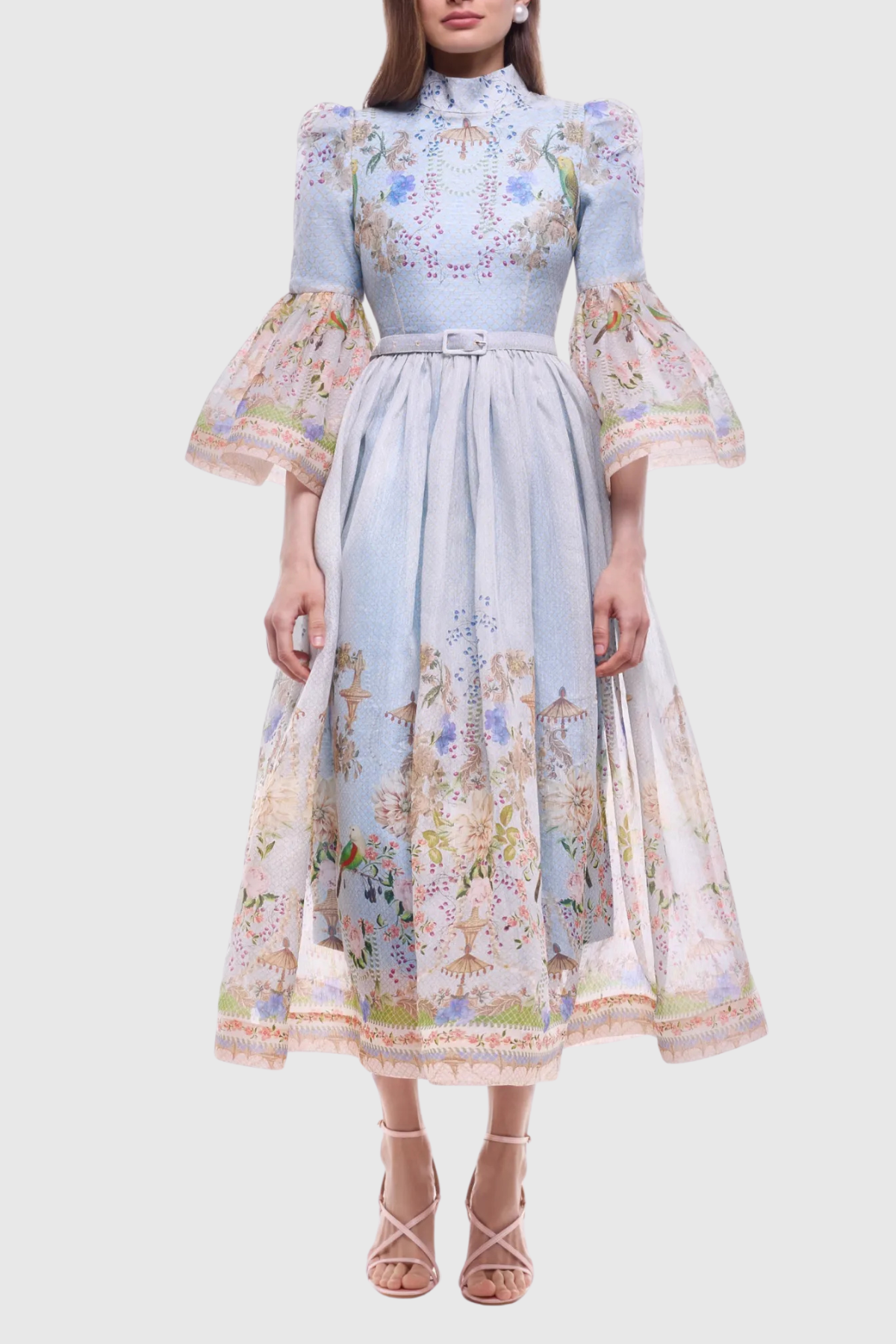 Hartina Floral Belted Midi Dress