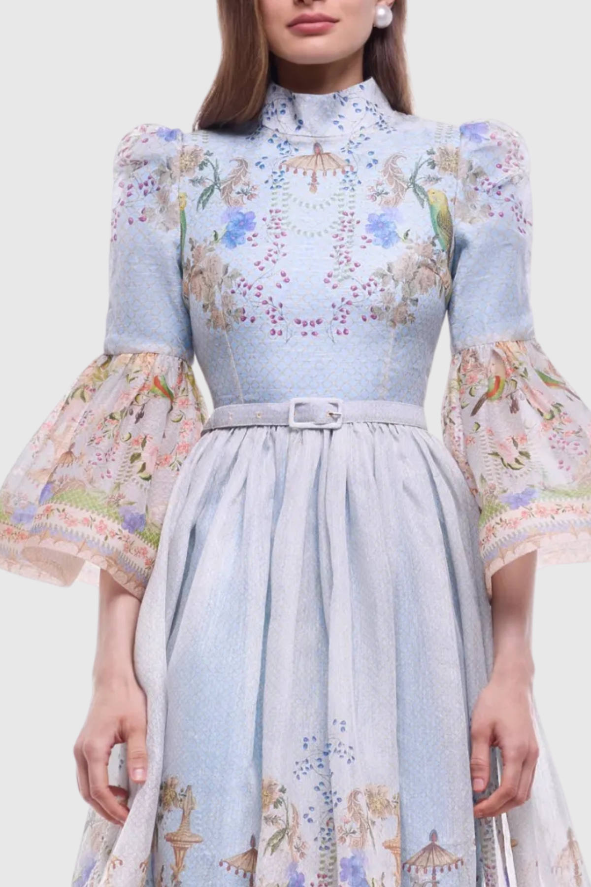 Hartina Floral Belted Midi Dress
