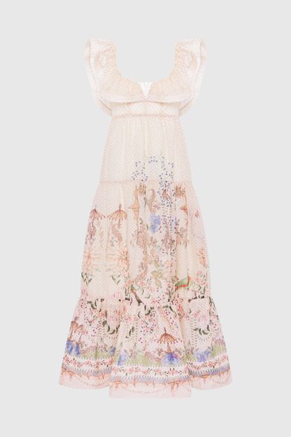 Hartina Floral Butterfly Neckline Maxi Dress