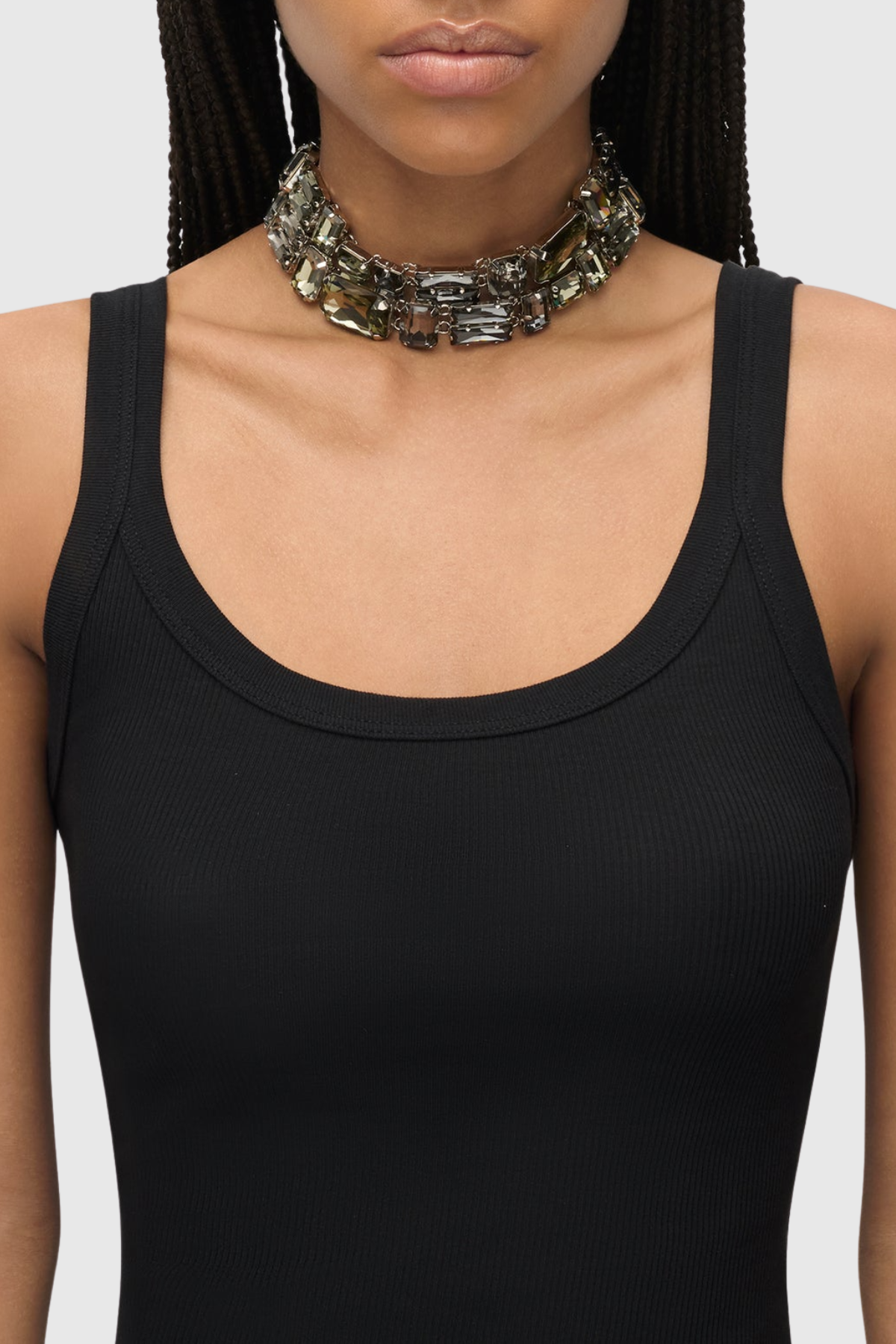 Harvio Crystal Cluster Choker Necklace - Black