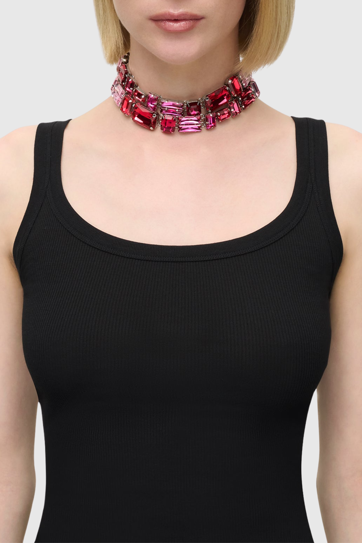 Harvio Crystal Cluster Choker Necklace - Pink