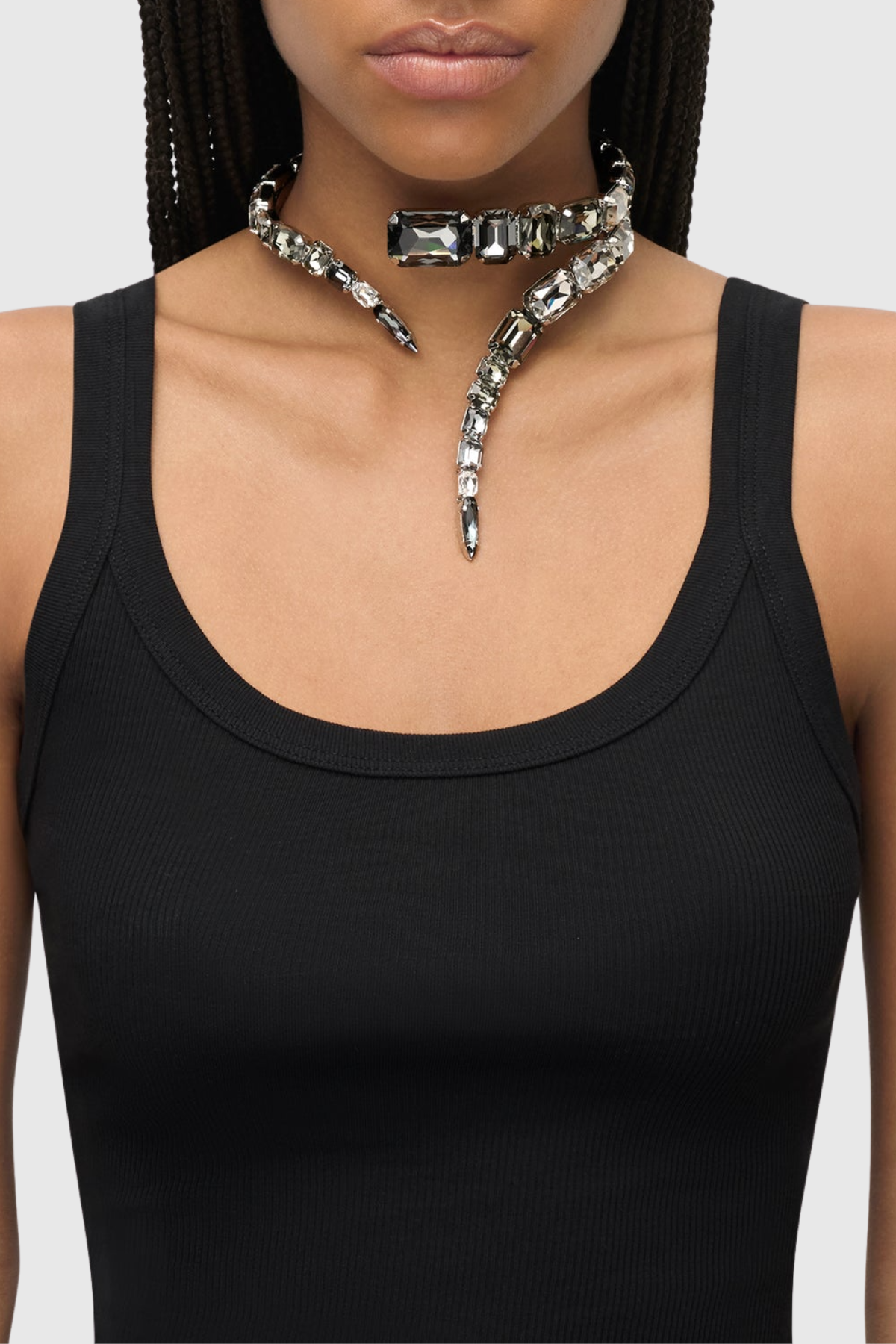Harvio Crystal Wrap Choker Necklace - Black
