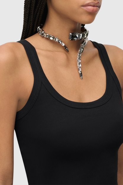 Harvio Crystal Wrap Choker Necklace - Black