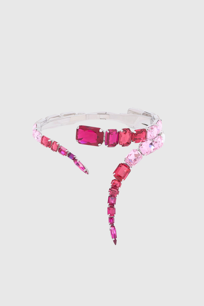 Harvio Crystal Wrap Choker Necklace - Pink