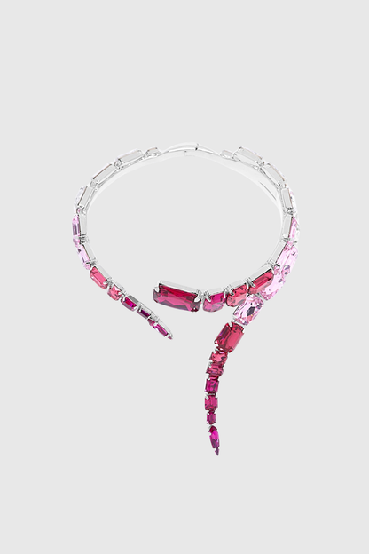 Harvio Crystal Wrap Choker Necklace - Pink
