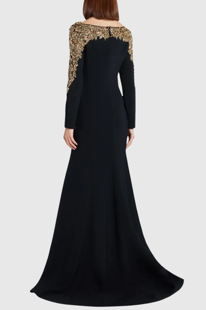 Hassan Crystal Embellished Maxi Dress - Black