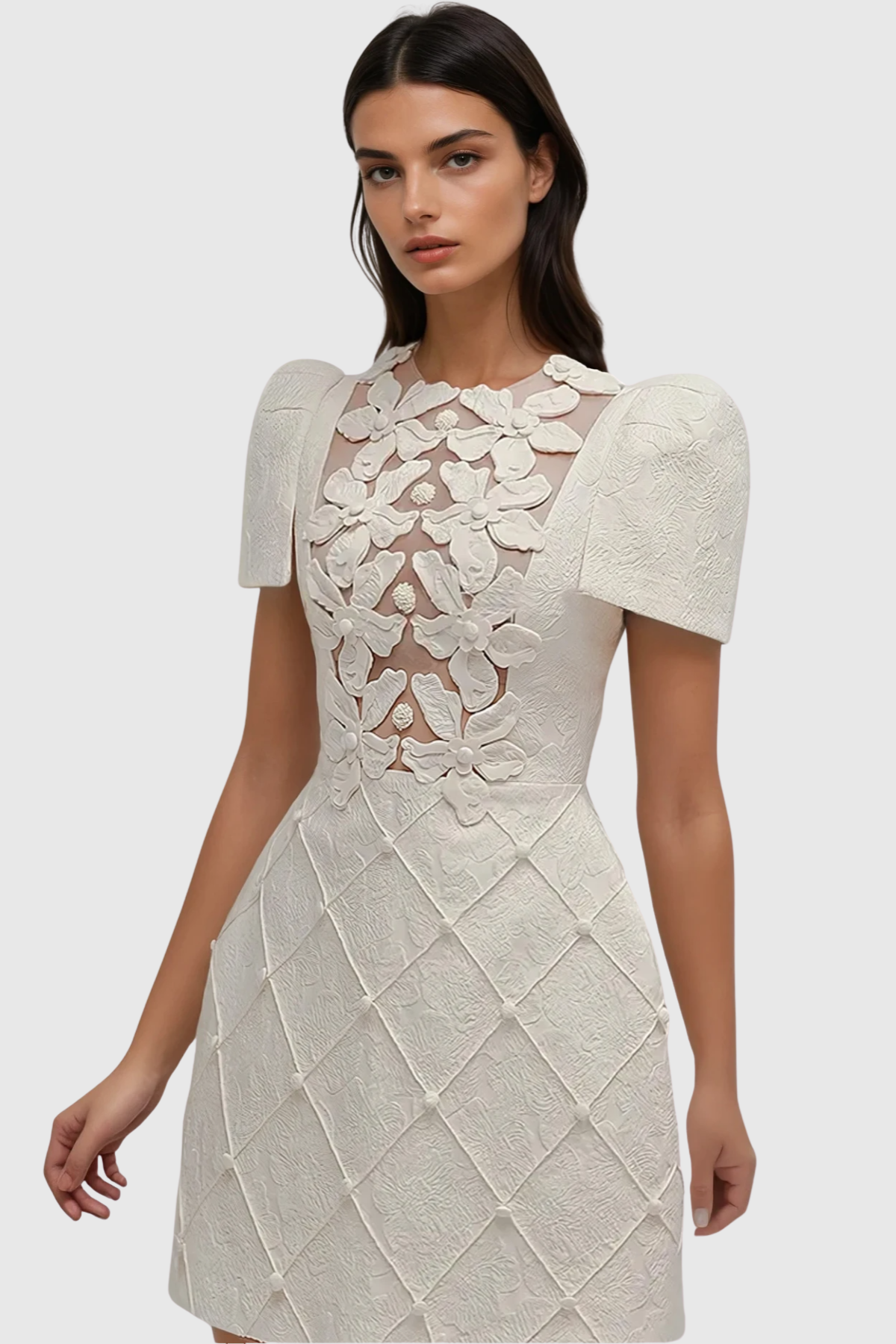 Hatty Floral Appliqué Cutout Mini Dress