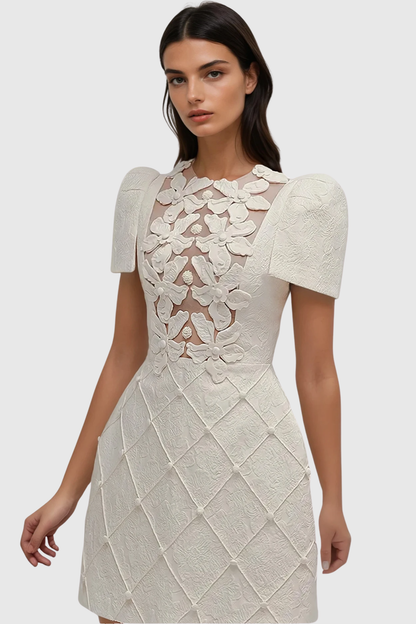 Hatty Floral Appliqué Cutout Mini Dress
