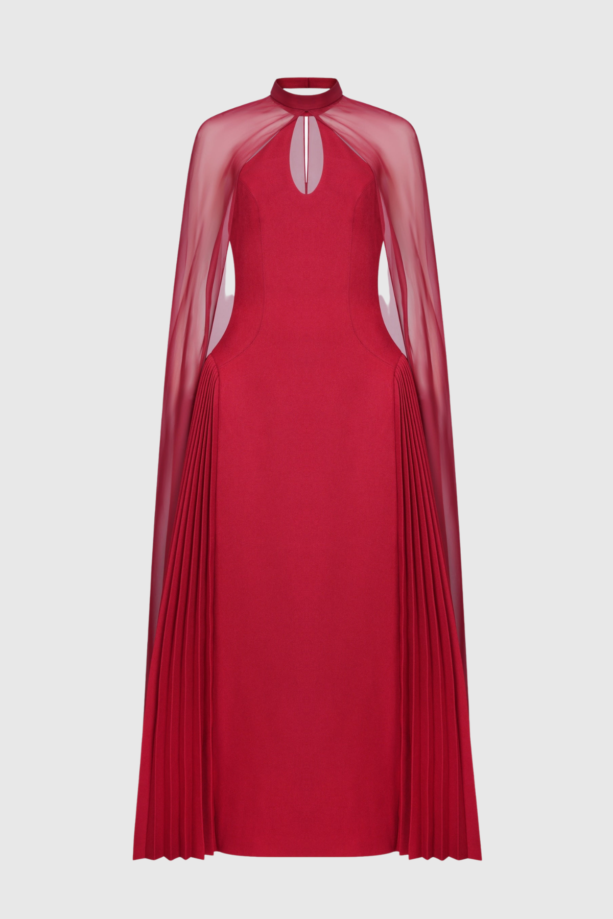 Hayas Mesh Shawl Pleated Maxi Dress