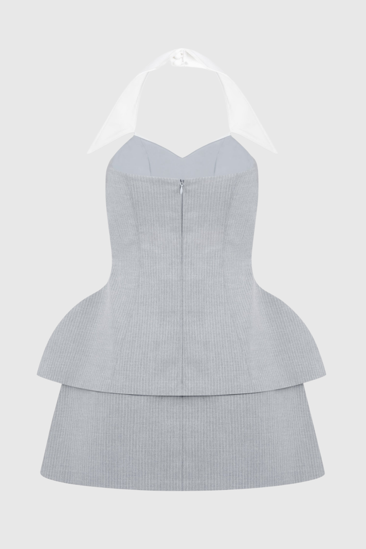 Hcona Halter Layered Pinstripe Mini Dress