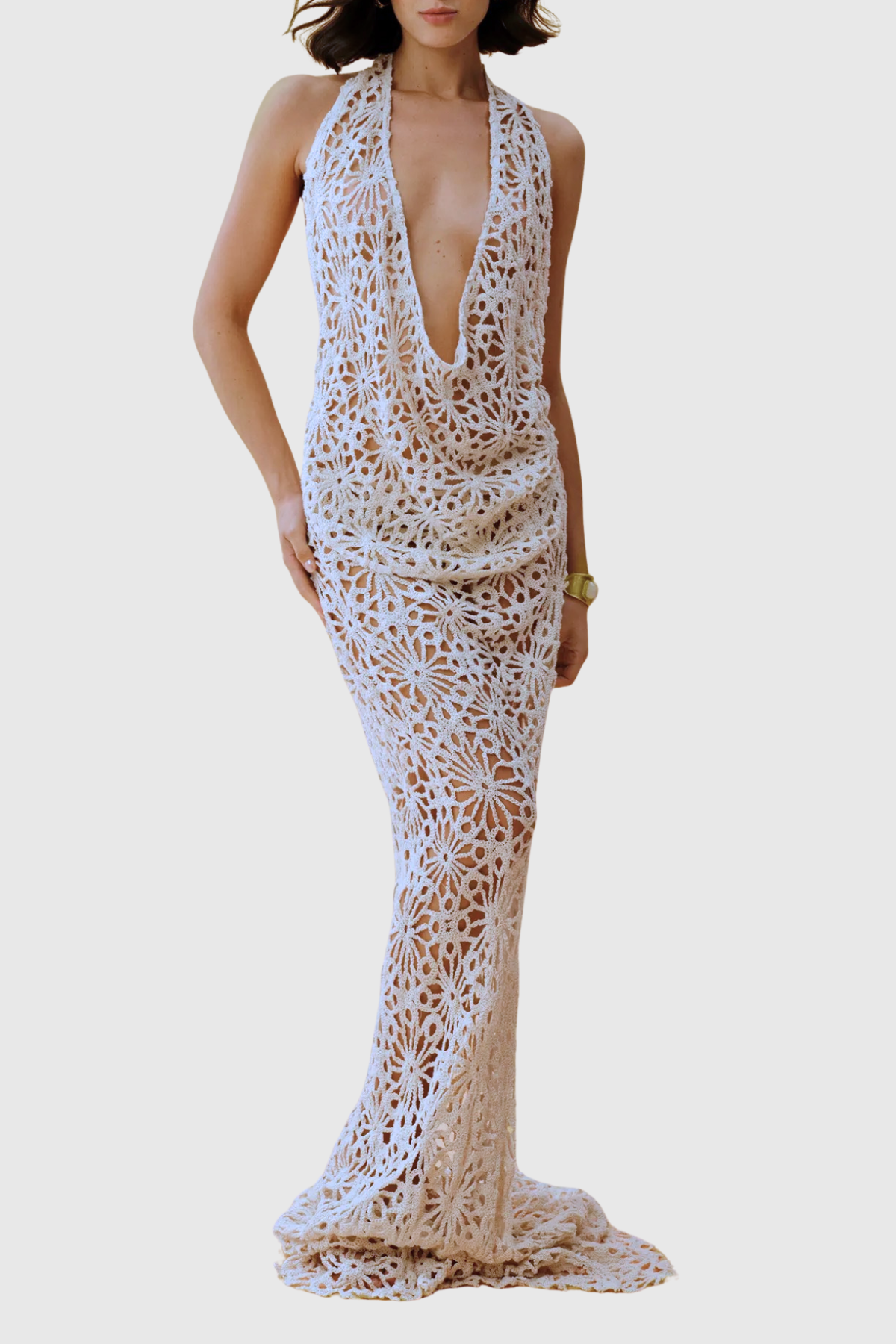 Helia Halter Crochet Top & Maxi Skirt Set