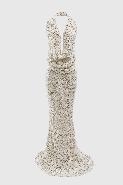Helia Halter Crochet Top & Maxi Skirt Set