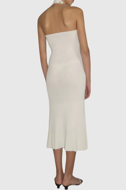 Heloisa Halter Buttoned Midi Dress