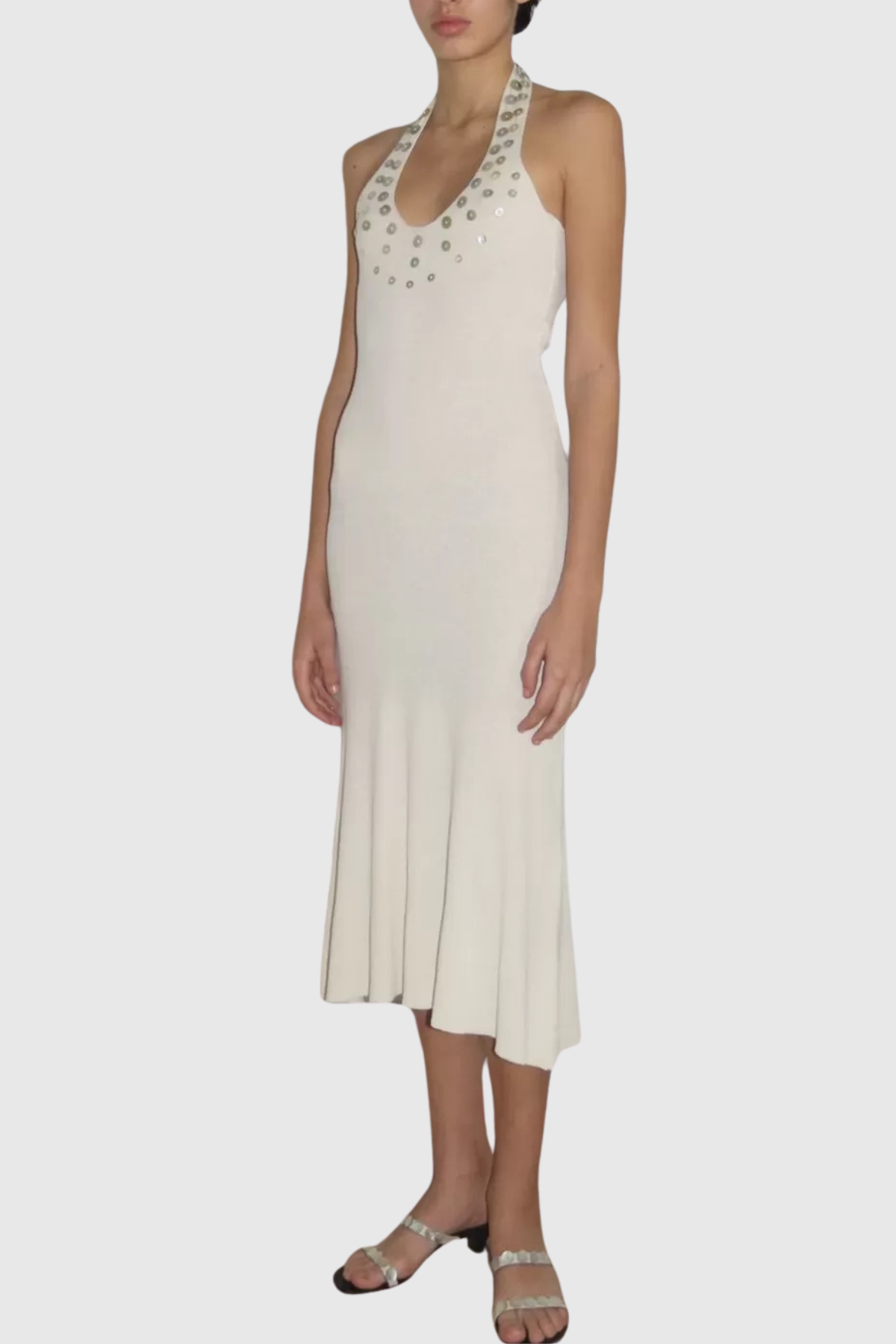 Heloisa Halter Buttoned Midi Dress