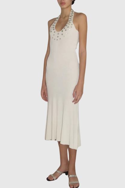 Heloisa Halter Buttoned Midi Dress