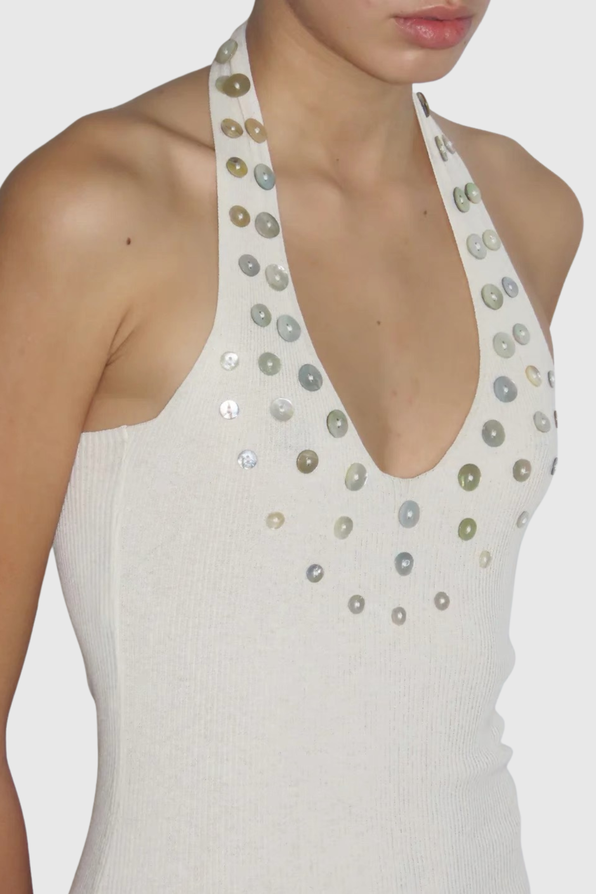 Heloisa Halter Buttoned Top - Beige