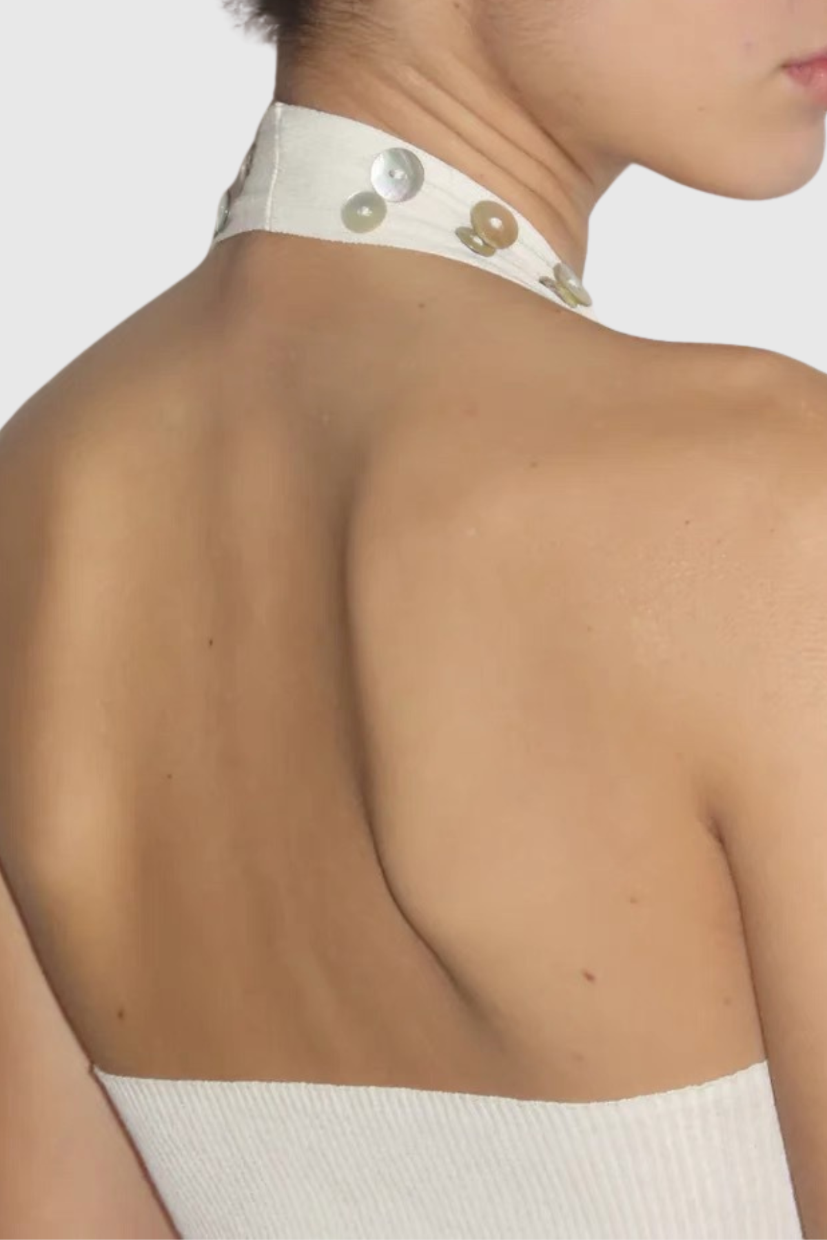 Heloisa Halter Buttoned Top - Beige