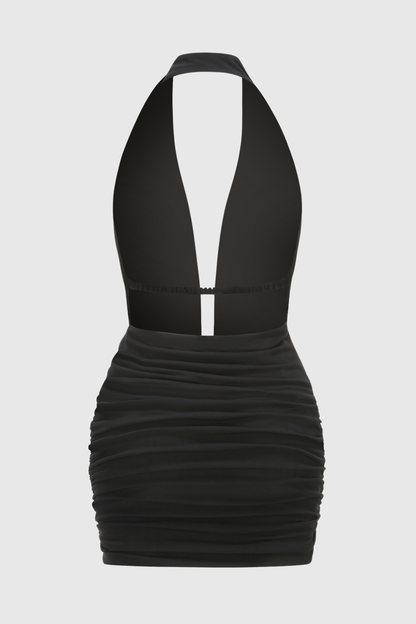 Heloise Halter Plunge Mini Dress