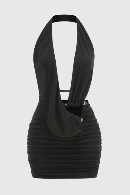 Heloise Halter Plunge Mini Dress