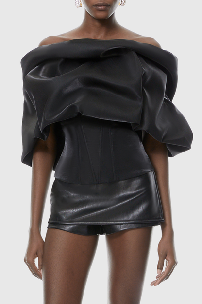 Henriet Off Shoulder Bubble Top - Black