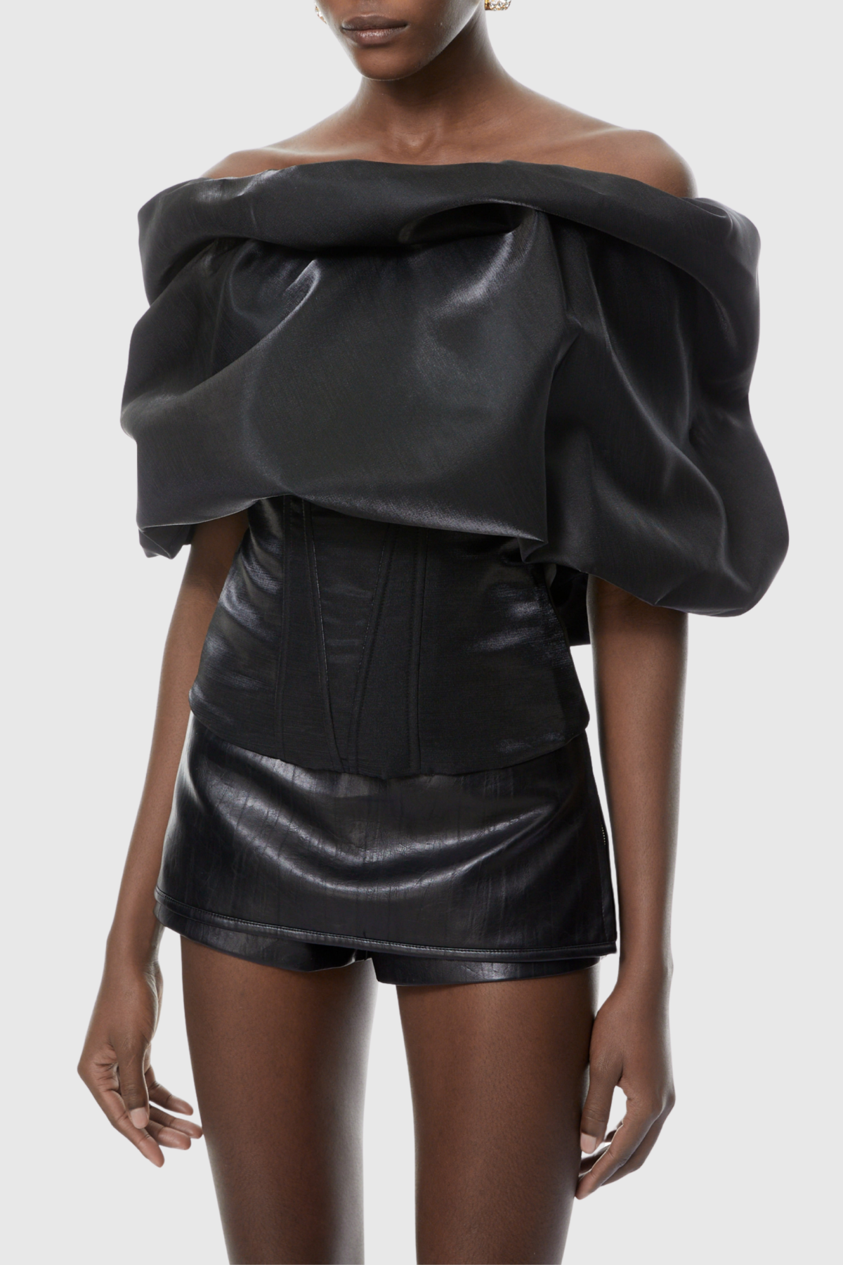 Henriet Off Shoulder Bubble Top - Black
