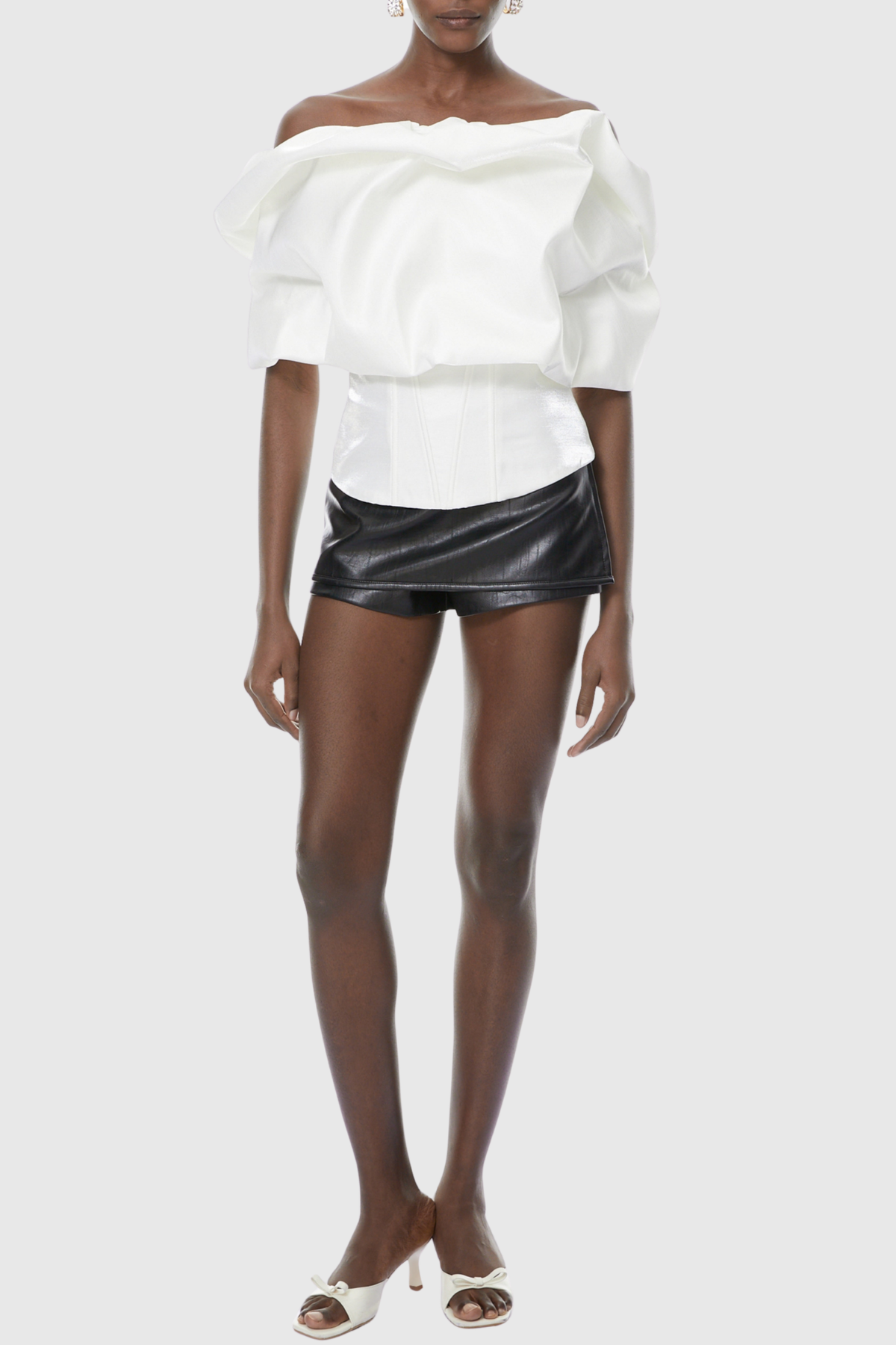 Henriet Off Shoulder Bubble Top - White