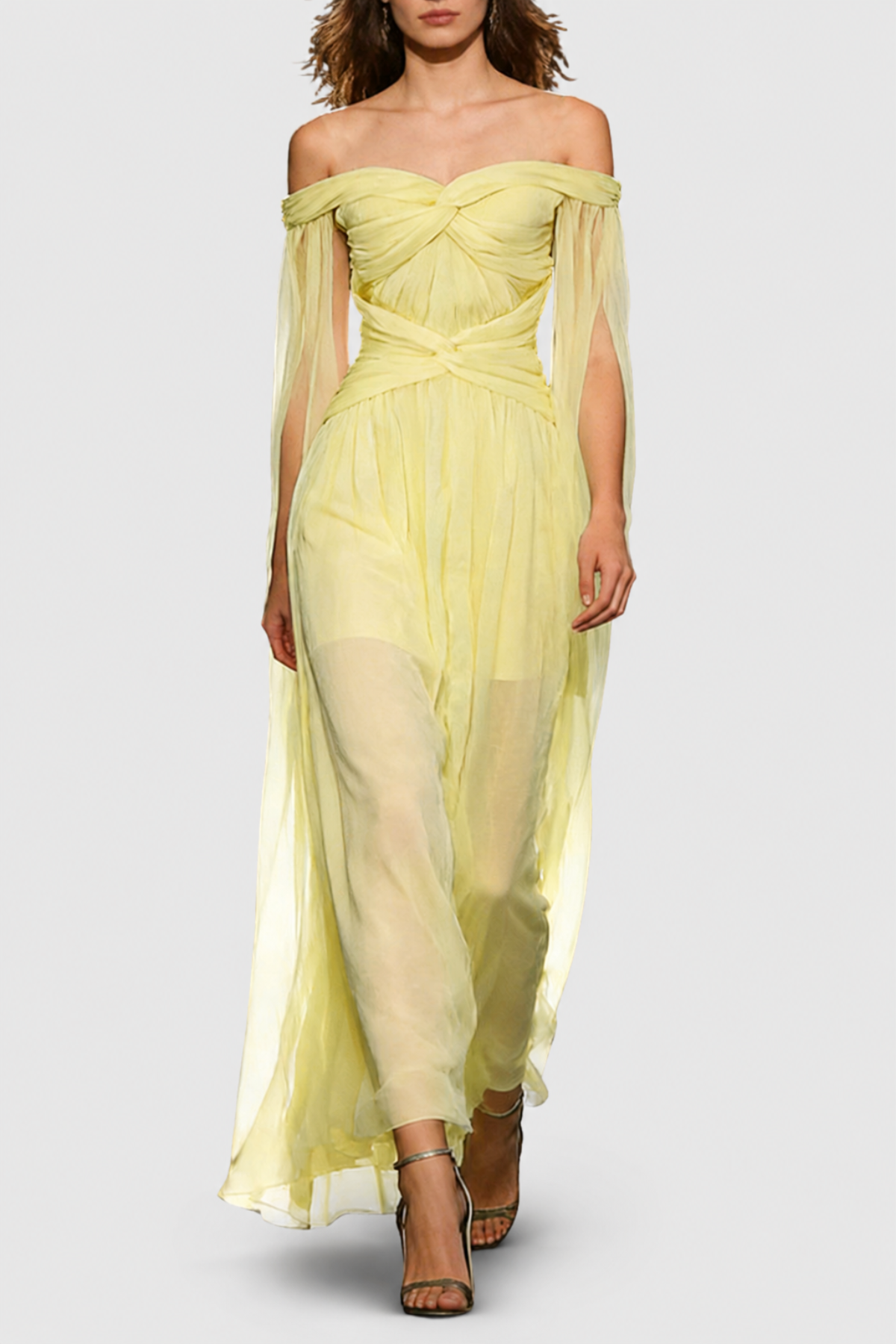 Hestia Off Shoulder Chiffon Maxi Dress