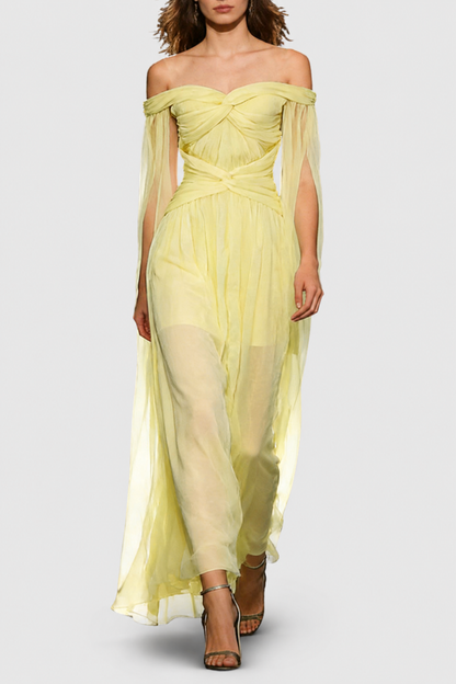 Hestia Off Shoulder Chiffon Maxi Dress