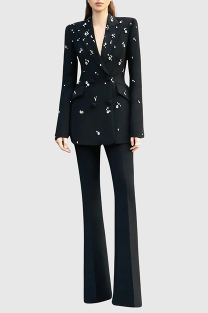 Heysa Crystal Embellished Blazer & Pants Set