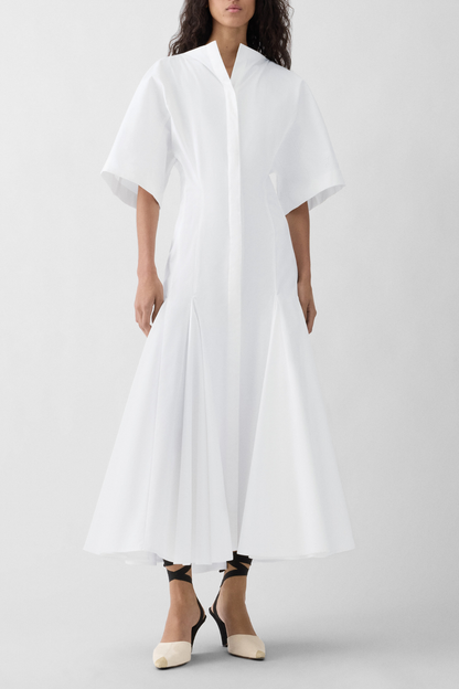 Hirayo Panel Maxi Shirt Dress - White