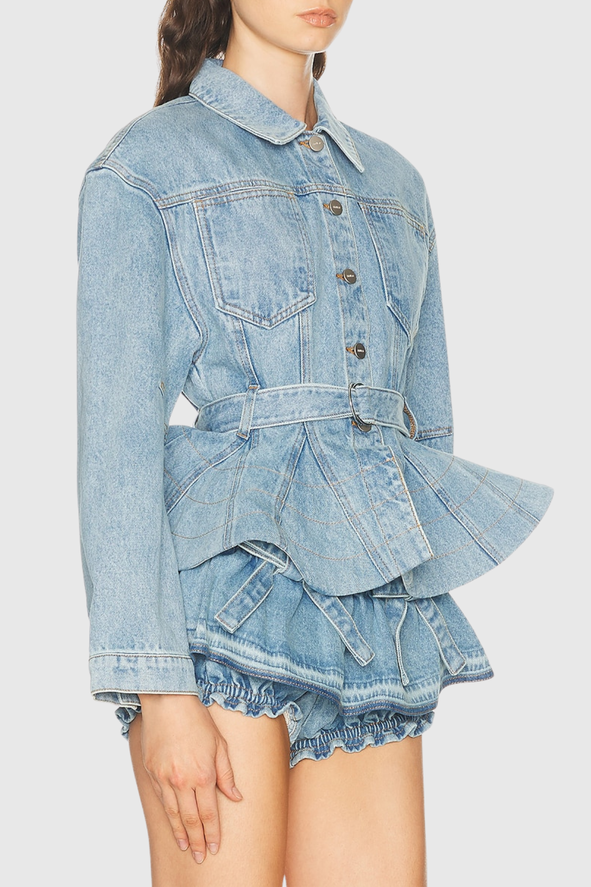 Hitania Ruffle Denim Jacket
