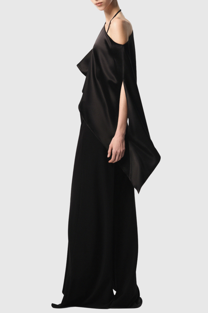Hloha Asymmetric Satin Top - Black