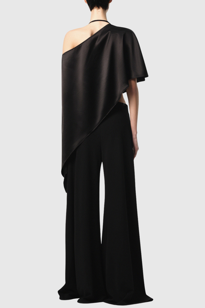 Hloha Asymmetric Satin Top - Black