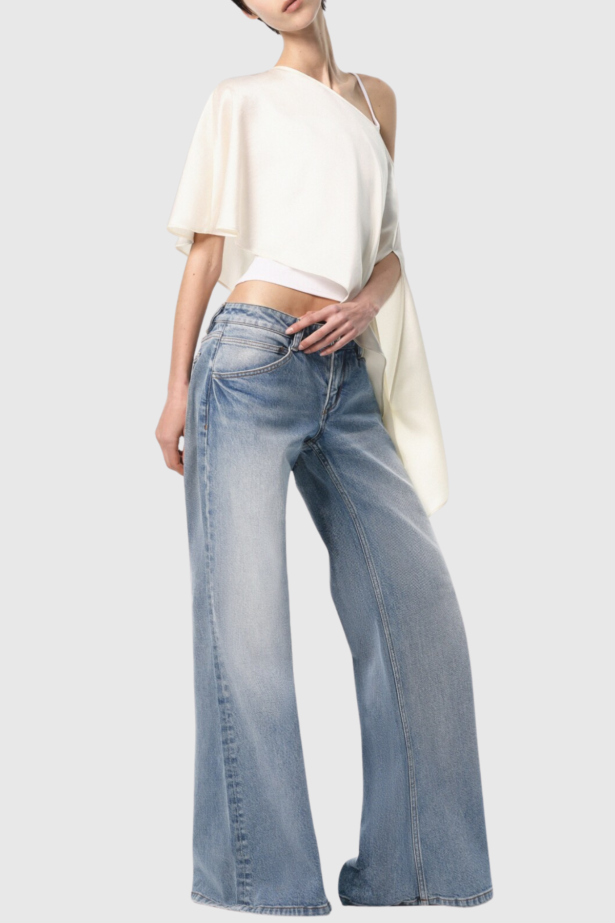 Hloha Asymmetric Satin Top - White