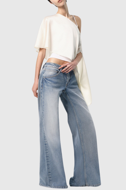 Hloha Asymmetric Satin Top - White