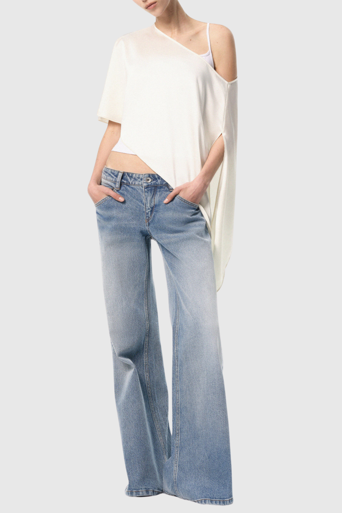 Hloha Asymmetric Satin Top - White