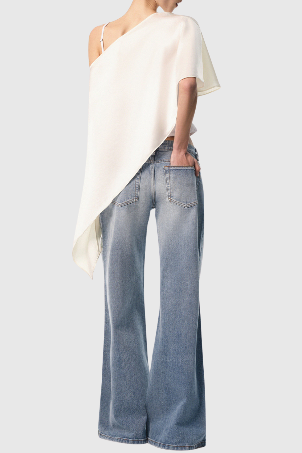 Hloha Asymmetric Satin Top - White