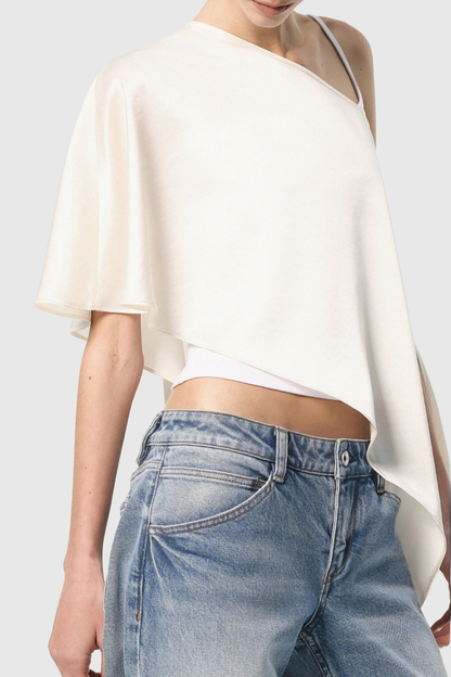 Hloha Asymmetric Satin Top - White