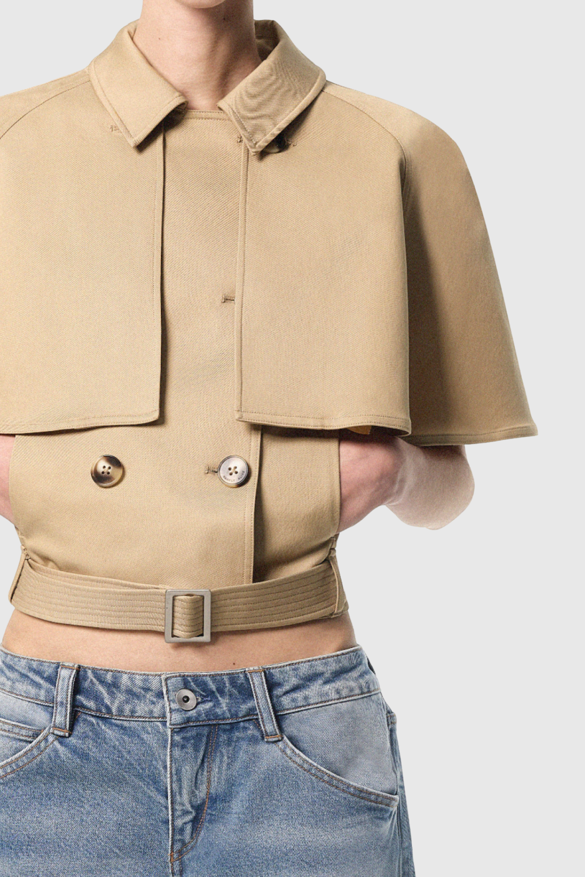 Hloha Shawl Belted Trench Jacket - Khaki