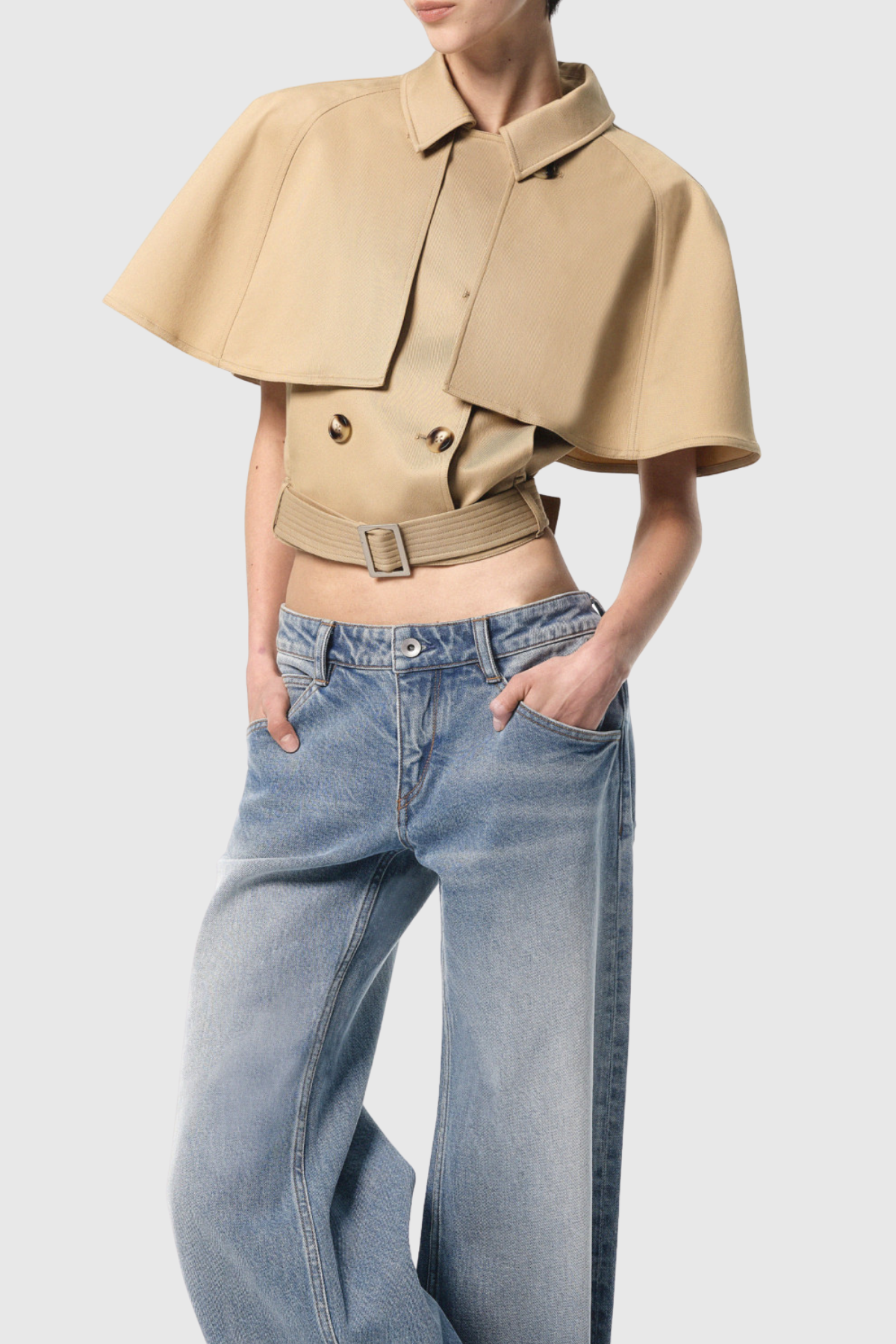 Hloha Shawl Belted Trench Jacket - Khaki